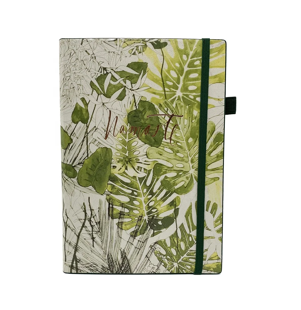 Custom A5 PU Notebook Printing With Hot-Stamping Logo Beautiful Flower Leather Hardcover Notebook