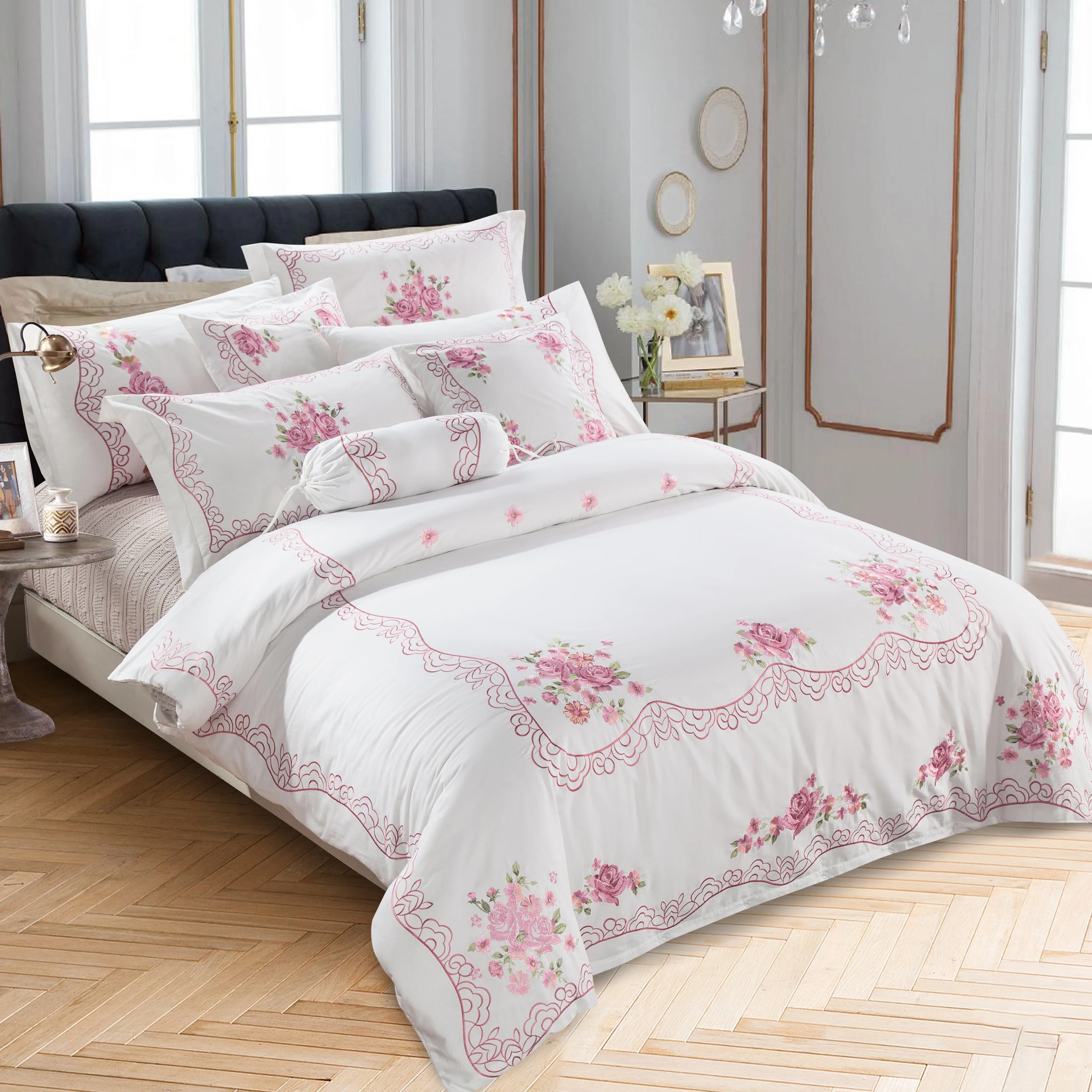 KOSMOS Bedding Embroidery Home Wholesale Microfiber Comforter Set