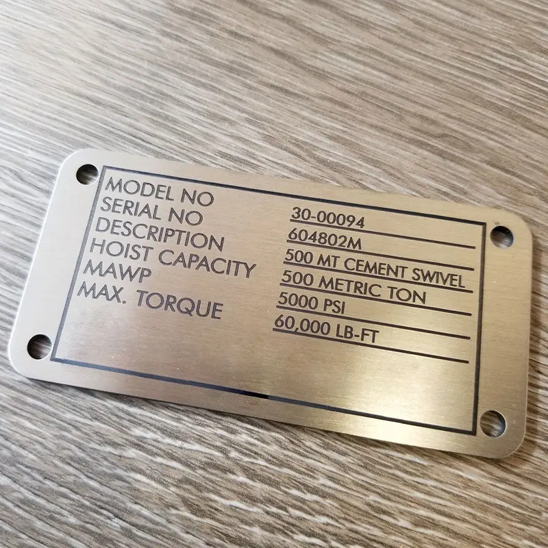 Custom Serial Number Nameplate Metal Label For Construction Tools Equipment Machinery Electronic Devices Properties Tags