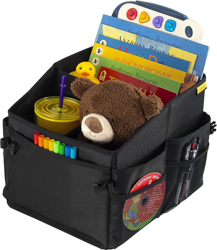 Multifunctional Small Car Seat Storage Organizer with Detachable Divider For Kids with Multi-Pockets  and Handles