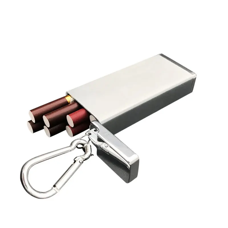 
Factory wholesale high-end portable cigarette case with eight packs of metal sealed square mini pressure 