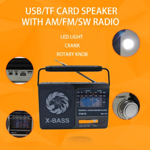 Cmik mk-719bt дешевый radyo фонарик интернет usb tf mp3 am fm sw домашнее радио