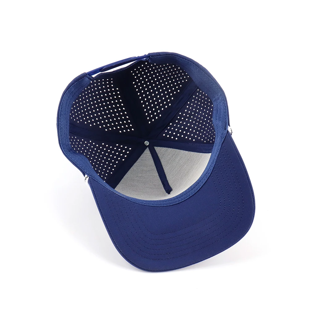 Wholesale 5 Panel Mid Profile Perforated Hat Custom US Flag Rubber Patch Embroidery Logo Rope Design Moisture Wicking Golf Hat
