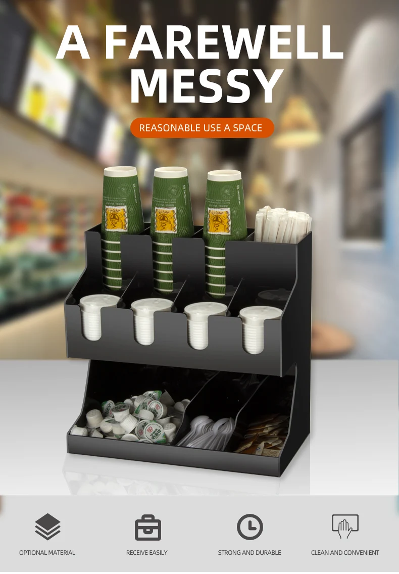 Factory Wholesale Breakroom 11 Compartment Condiment Holder Coffee and Tea Bag Organirzer