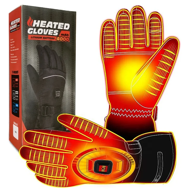 Full Finger Waterproof Mountain Bike Warm Bicycle Gloves Rechargeable Electric Battery Heated Winter Road Cycling Gloves