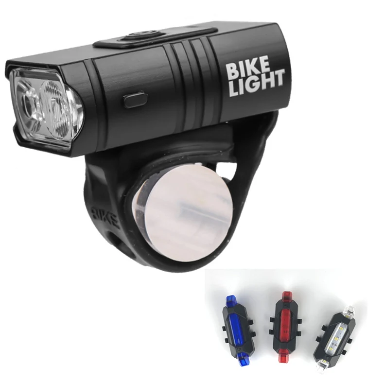 
AUZ LED USB rechargeable bike front light and cycling tail bicycle light kit 
