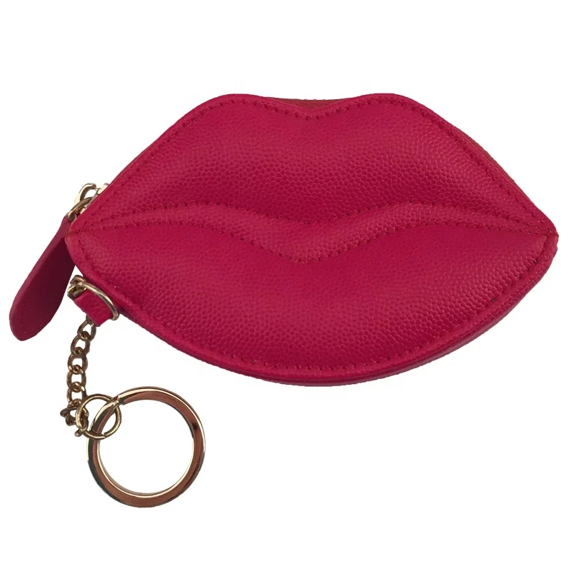 Coin Purse Zipper Coin Wallet with Keychain Hot Sexy Mouth Design PU Leather ISO9001:2008 National 1000pcs Animal Prints Accept