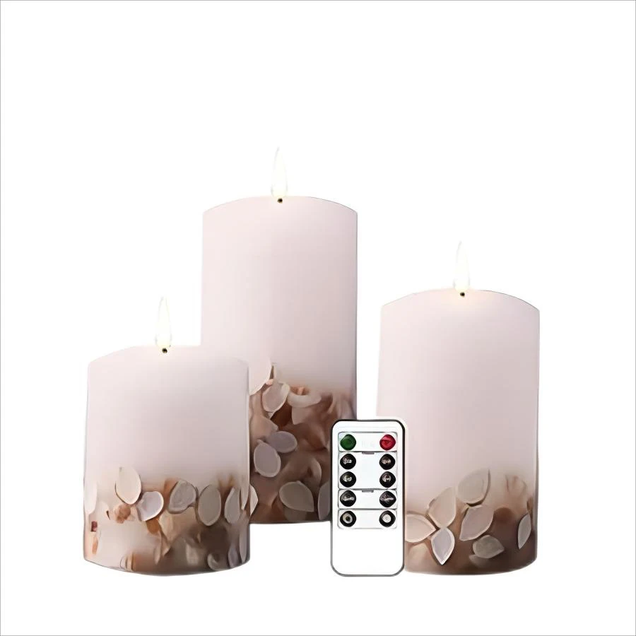 Lytes Artificial Event Decor Realistic Flameless Flickering 3D Flame Wick Real Wax Pillar LED Candle With Remote Control