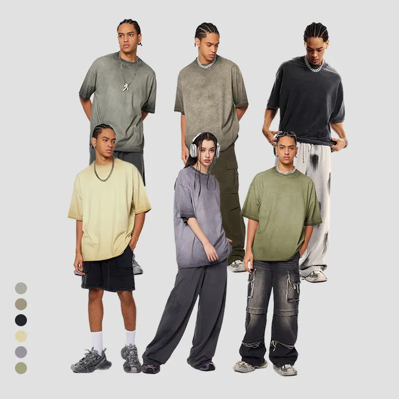 Custom Mens Acid Wash T-Shirt 100% Cotton Oversized Plus Size Distressed Tshirts Cut Off Print Logo Vintage T Shirt