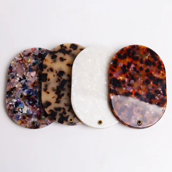 2022 Wholesale Newest Makeup Custom Handle Round Acetate Board Pocket Mirror With Metal Gold For Lip Beauty