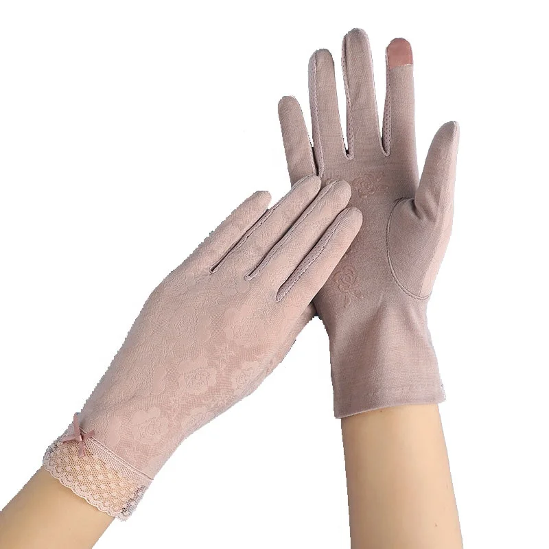 
Fashion Breathable Ladies Lace Touch Screen Short Gloves Flower Summer Thin Uv Protection Sunscreen Women Driving Gloves 