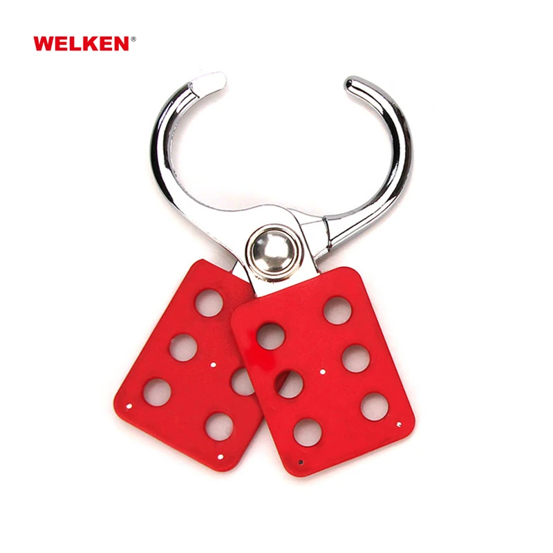 Jaw LOTO hasp with 6 lockout padlock holes