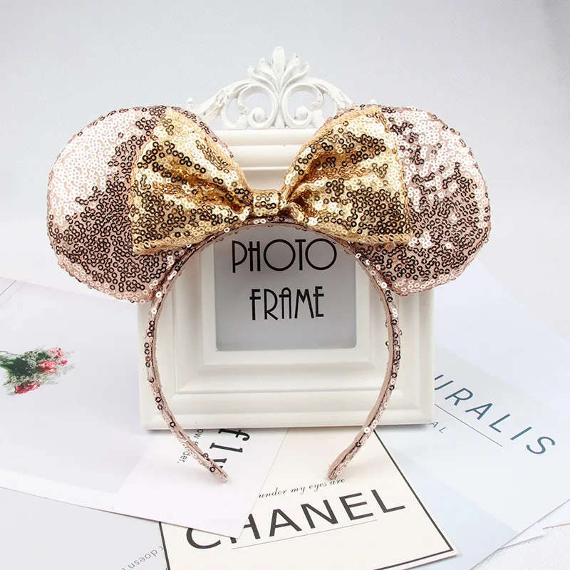 
European and American hair accessories high quality sequins bow headband Mickey ear headband Minnie hairpin 