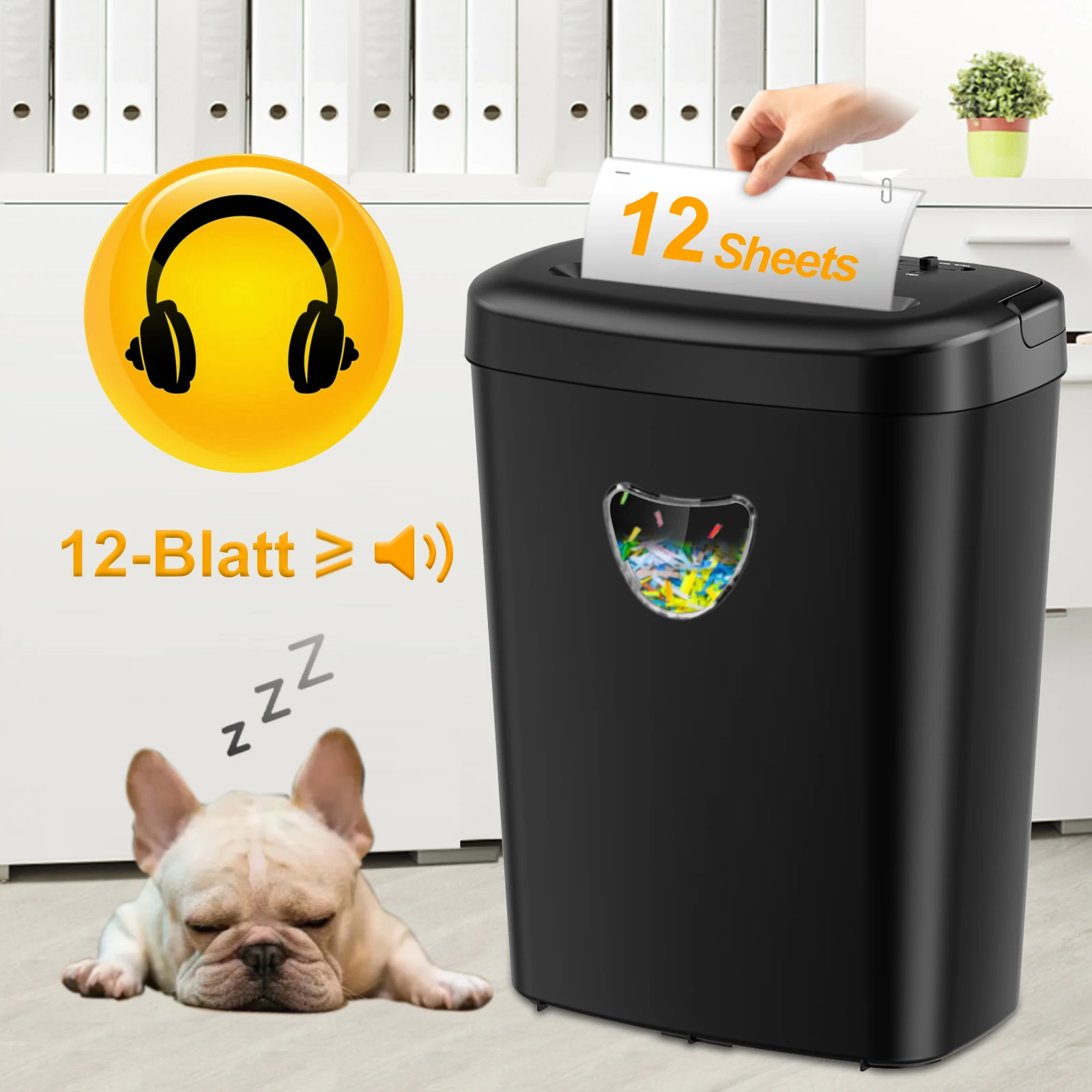 12 SHEETS CORSS CUT Best Selling Paper Shredder Machine CD228P-12 P-4 Security Level Office Quiet  4*35 MM Big Bin 25L