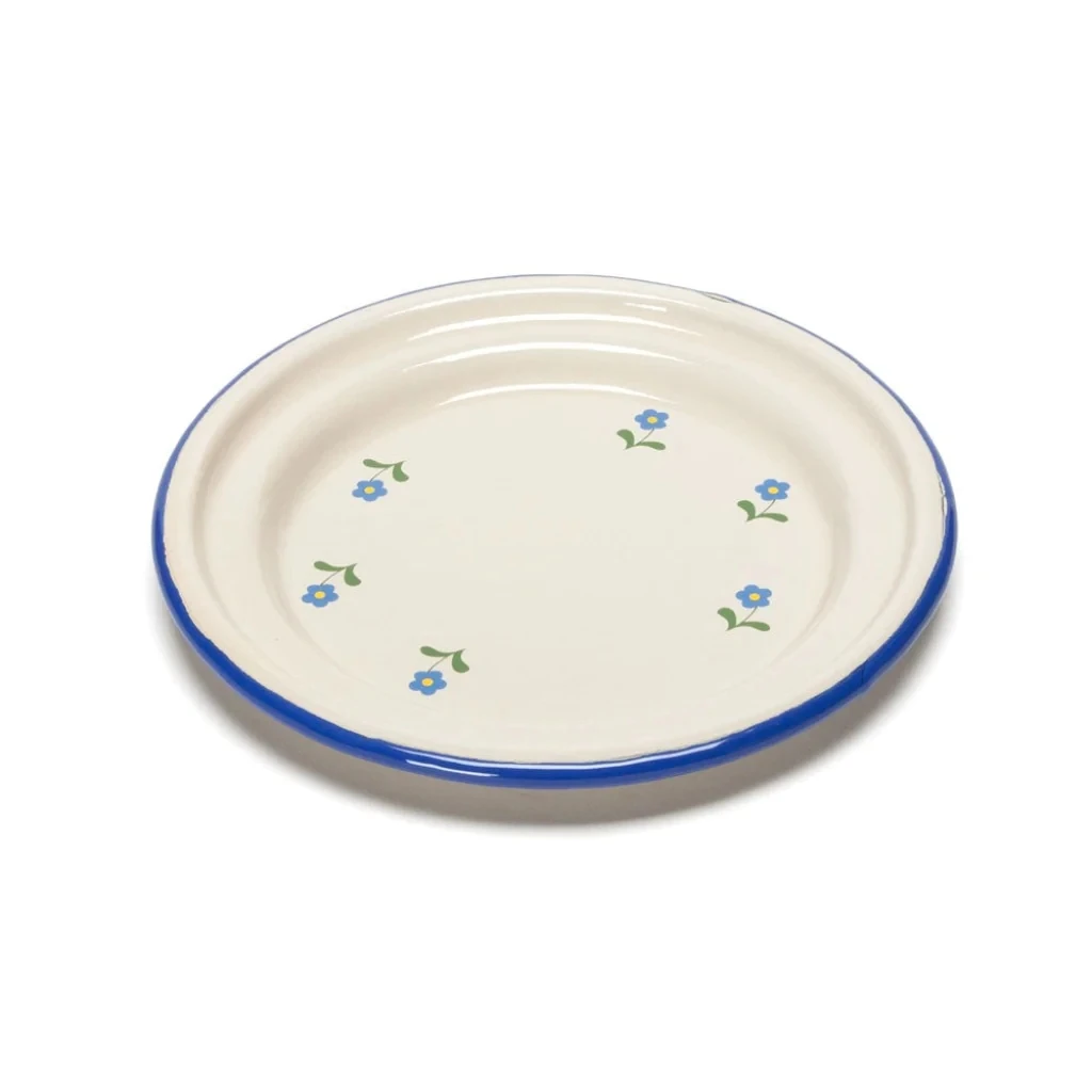 Novelty item classic food grade kitchenware custom colored dinnerware enamel charger dining plates sets wholesale