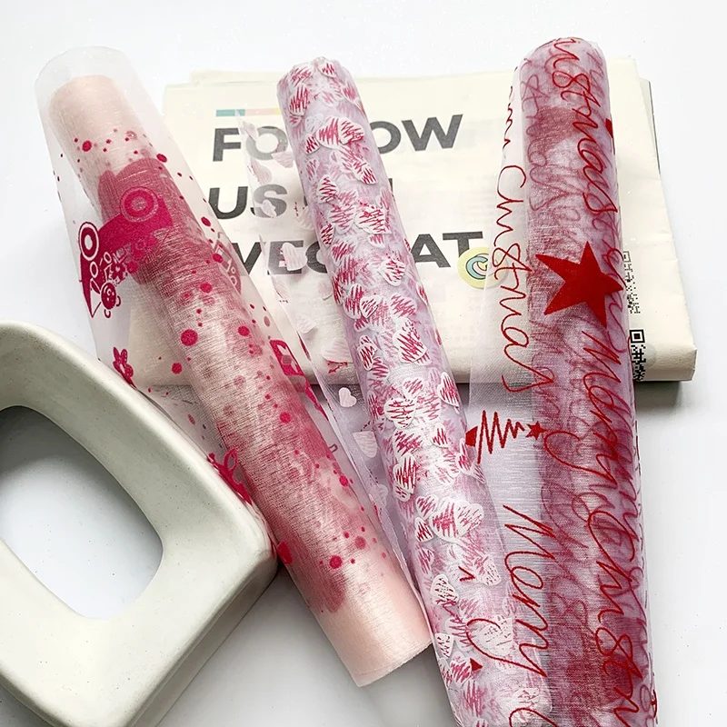 
Tulle Flocking Organza Fabric Christmas Ornament Table Runner Roll Disposable 
