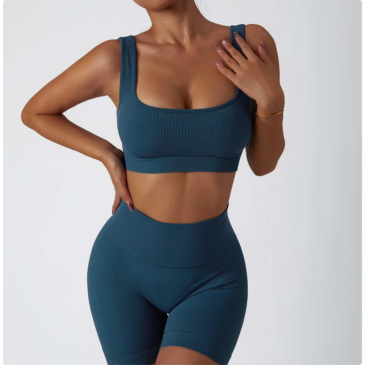 LF 2023 Fitness Clothing Running Sports Sets Summer High Waist Hip Lift Seamless Yoga Clothing Suit for Women
