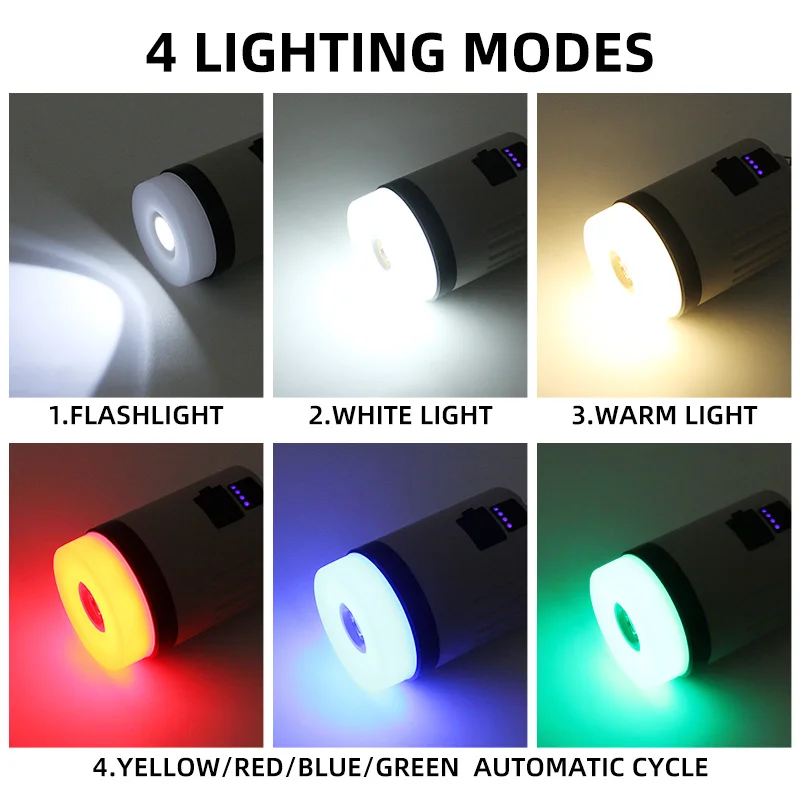 2024 Portable Rechargeable LED Camping Lamp White & Black Vintage Style with Hook Tent IP65 Certificate Outdoor Emergency Usage