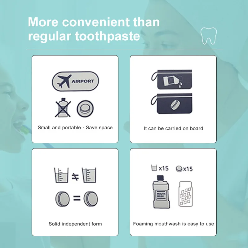 OEM Logo Chewable Toothpaste Tablets Fluoride-Free Biodegradable Hydroxyapatite Adult Home Use Natural Organic Teeth Whitening