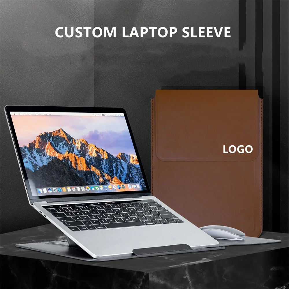 CUSTOM 3 in 1 Laptop Sleeve With Stand Waterproof PVC Case Laptop 13 inch Vegan Magnetic Sleeve for Macbook