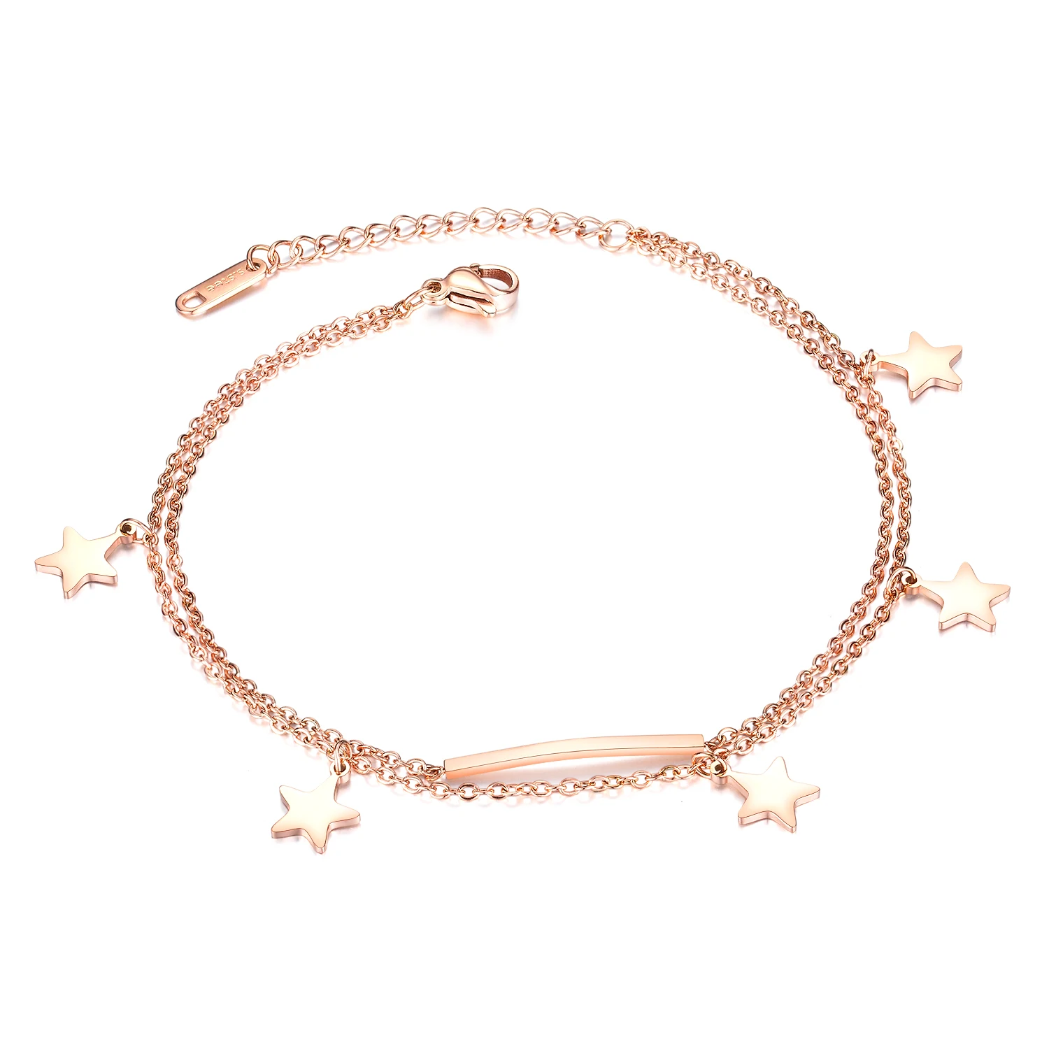 Japanese and Korean fashion net red double-layer titanium steel anklet simple star girl foot ornaments