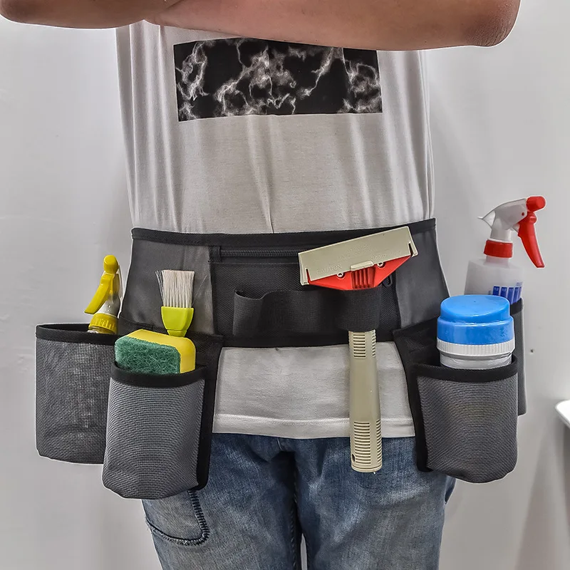 Hot selling Cleaning Belt Tool Pouch Waist Apron with Pockets Water-Resistant Cleaning Work Aprons for Housekeeping