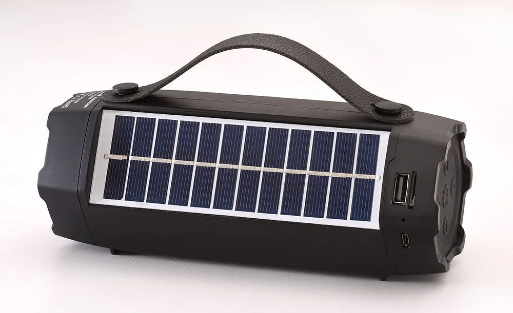 RS-668BTS Portable fm radio blueteeth speaker with colorful led light  solar panel aux in