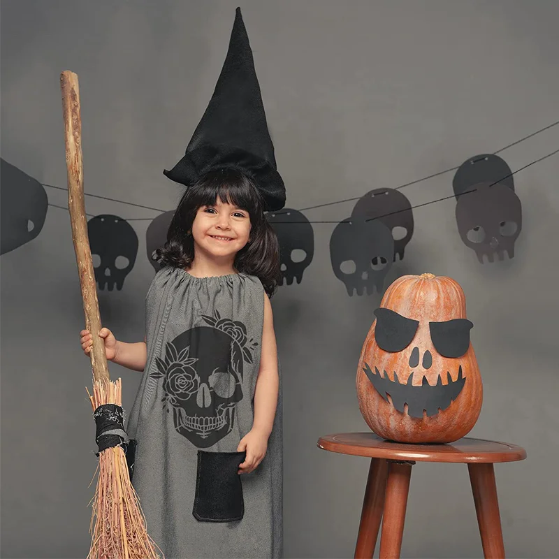 Happy Halloween/Trick or Treat/Spider Web/Skull/Bats/Cat/Ghost Painting Stencils for Halloween Decorations