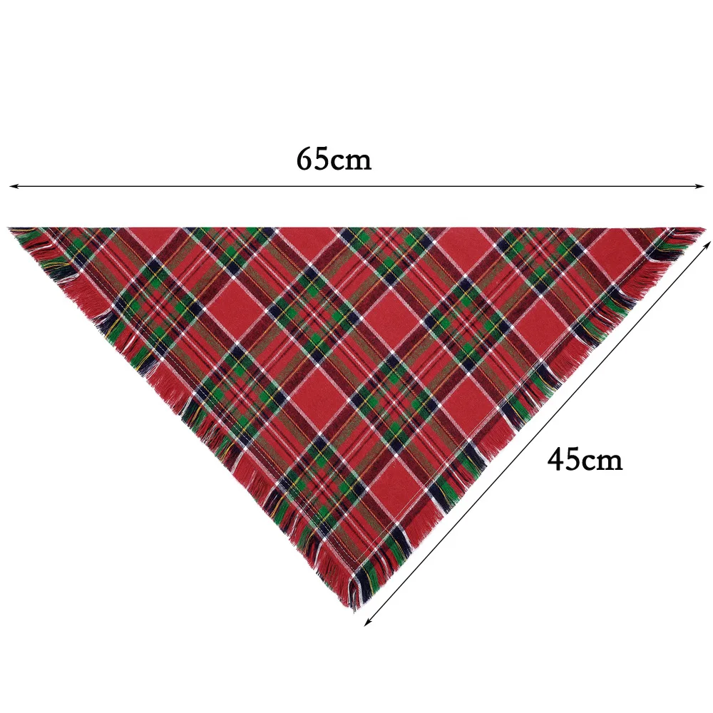 Autumn Thanksgiving Orange Plaid Scarf Bandana Checkered Triangle Dog Bibs Accessories Custom Holiday Halloween Puppy Bandanas