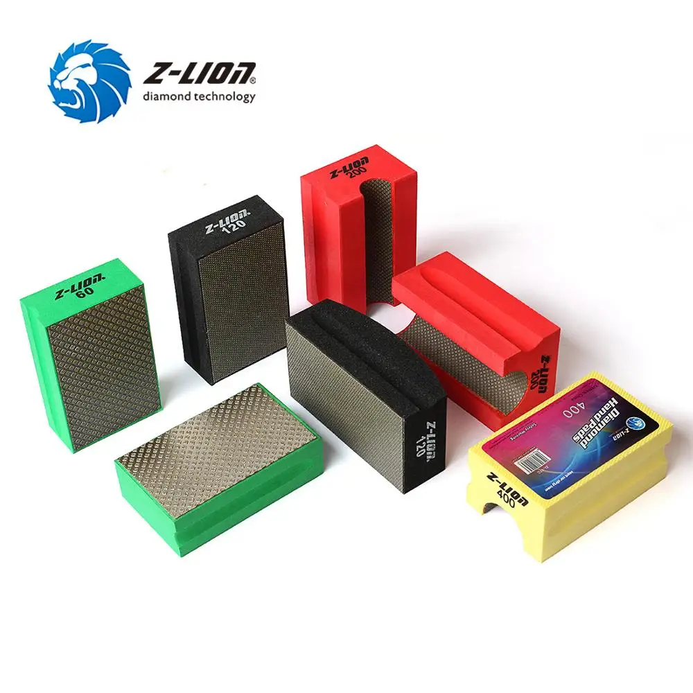 Z-LION Electroplated Diamond Hand Polishing Pad Hand Sanding Block For Granite Marble Stone Glass Ceramic Concrete Countertop