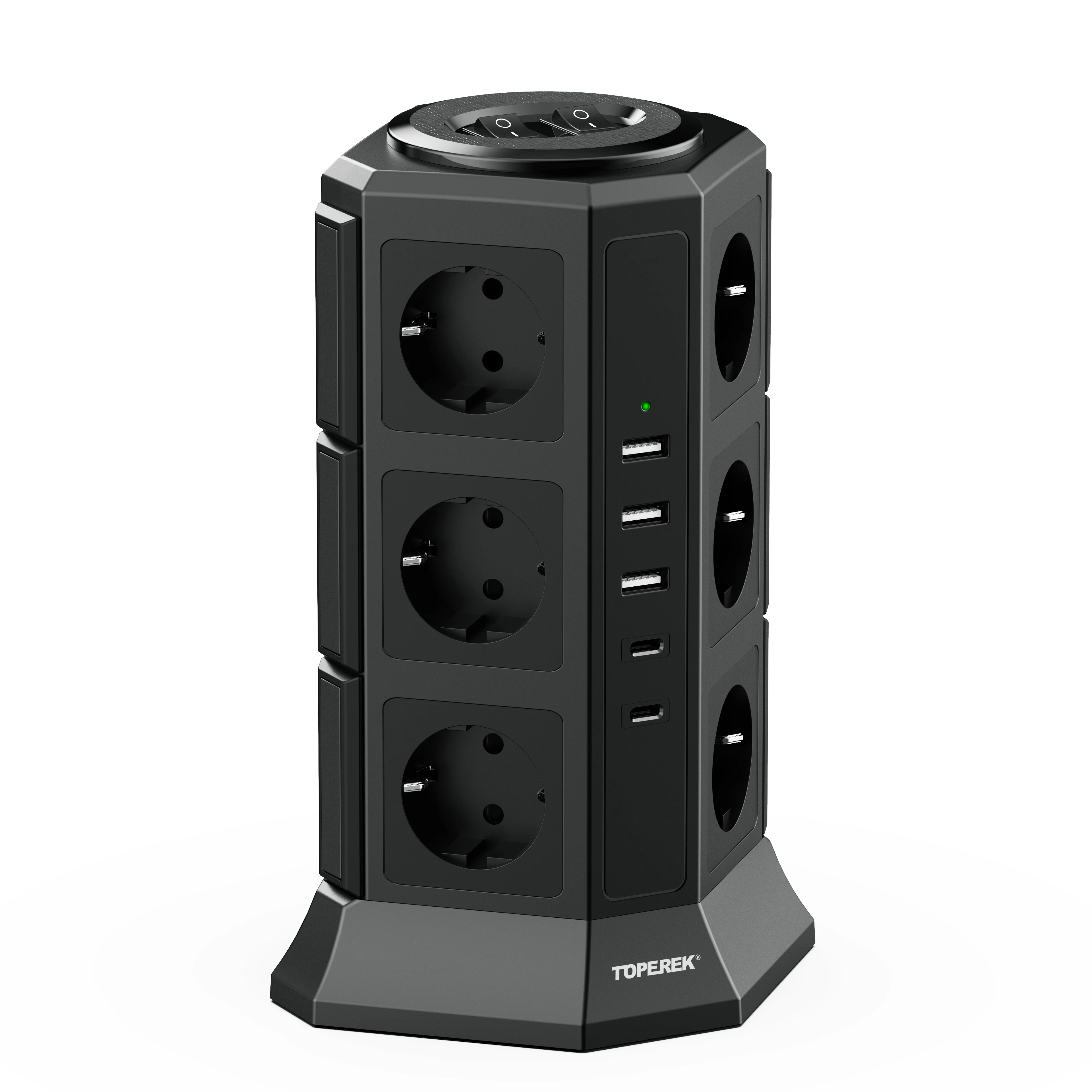 EU/US/UK Desk Socket Power Tower Outlet Socket with USB and PD fast charger