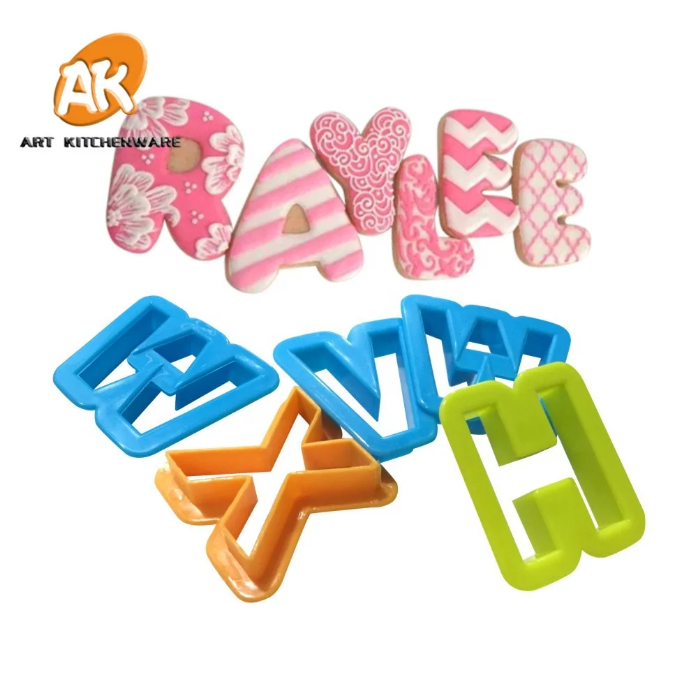 26 pcs Alphabet Cooki Cutter Biscuits and Cookies Cutters Set for Birthday Fondant Cake Decorating Supplies Baking Tools