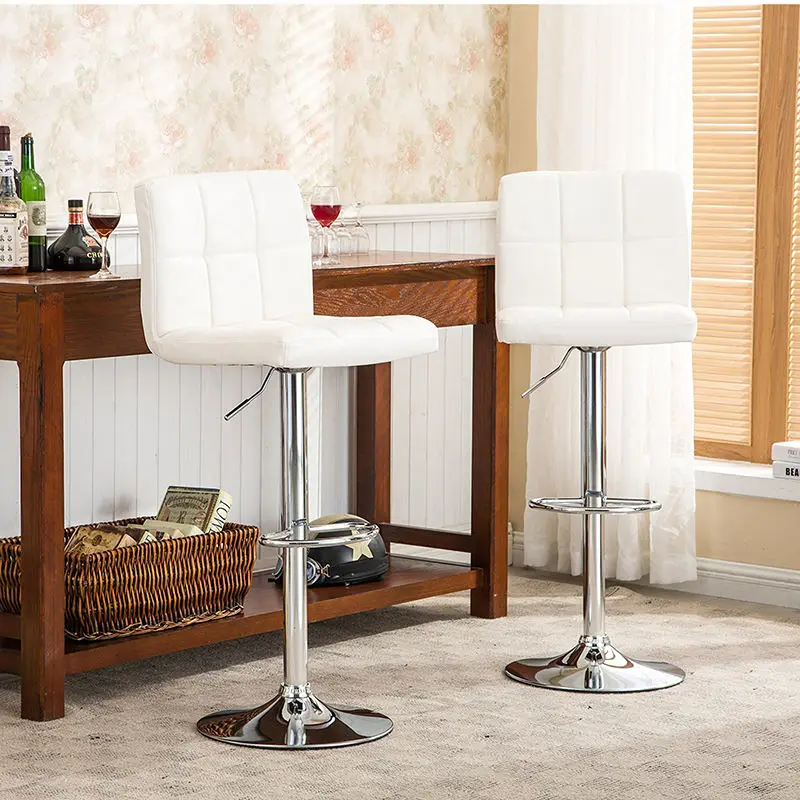Commercial Bar Stools Nordic Swivel Design Leather Checkered Modern Bar Stool