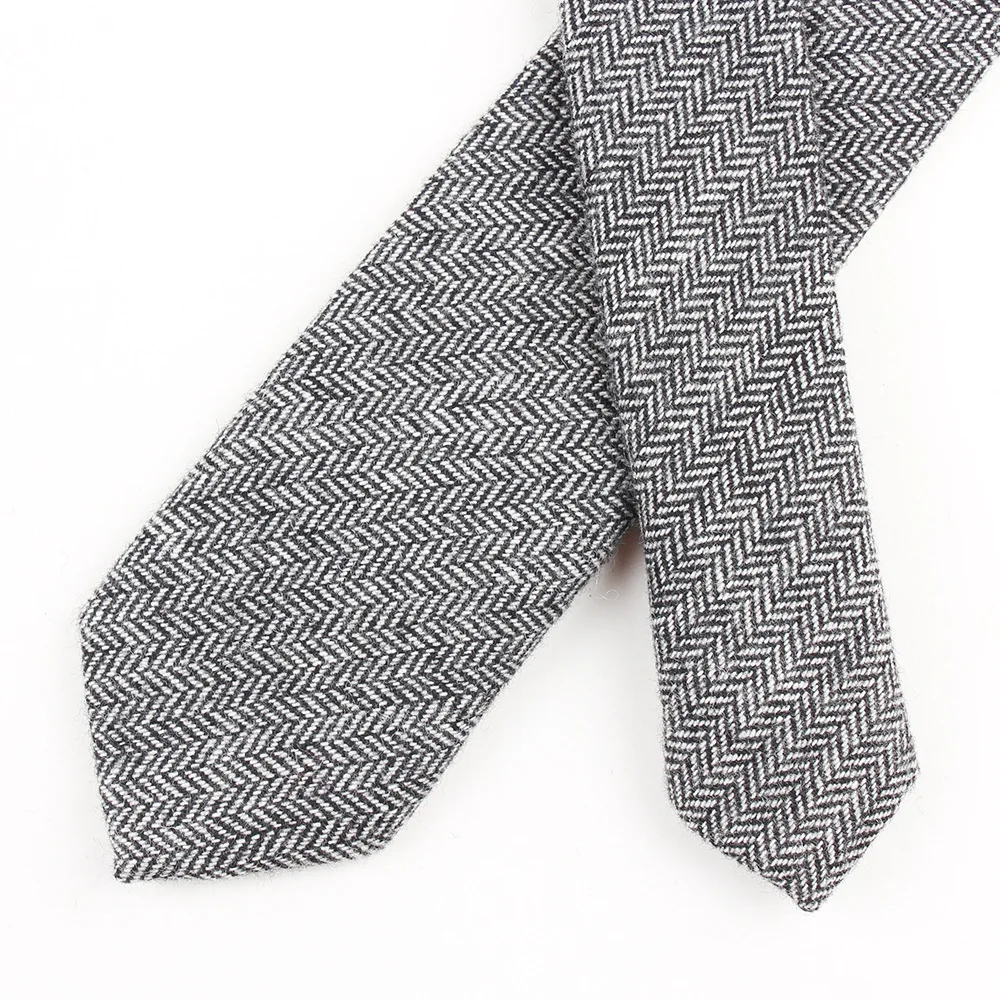 Mens Slim Wool Ties Striped Plain Wool Necktie Interlining Neckties To Match Shirts
