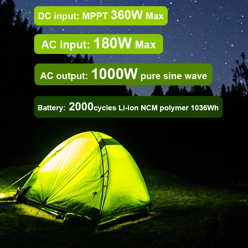 new 2021 idea X-1000 Li-ion NCM Polymer 1000 Max Rechargeable Outdoor Emergency Mini Solar Generator Ac Portable Power Station