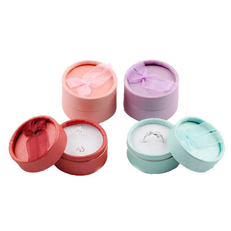 Оптовая продажа, круглая недорогая Подарочная коробка для ювелирных изделий, бумажные упаковочные коробки для сережек и колец