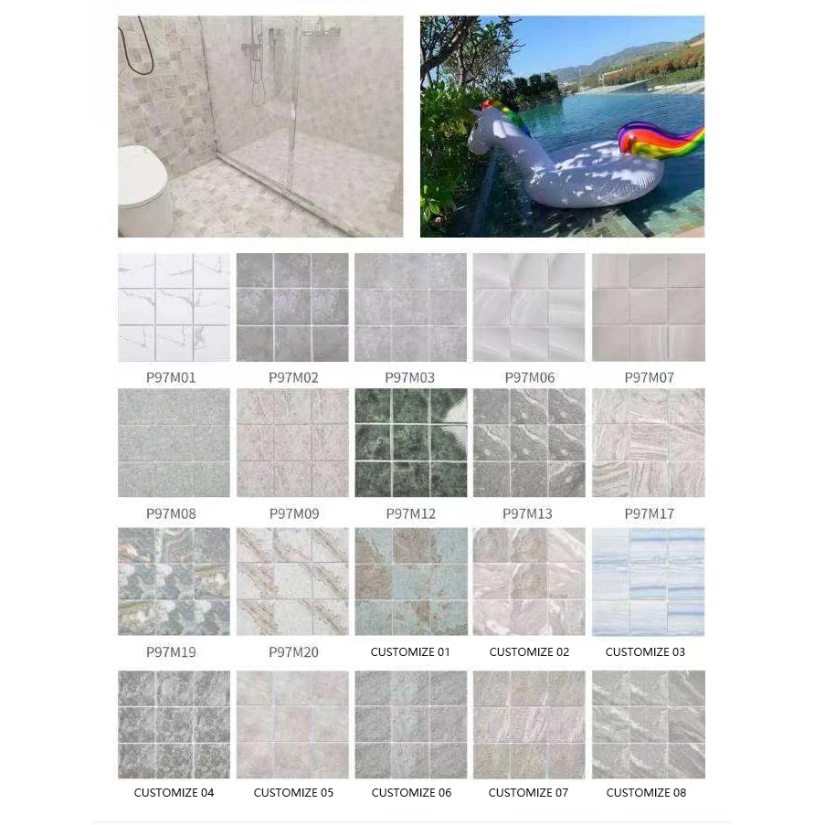 Swimming pool tiles mosaic anti-slip work good with chlorine can customize as request high quality