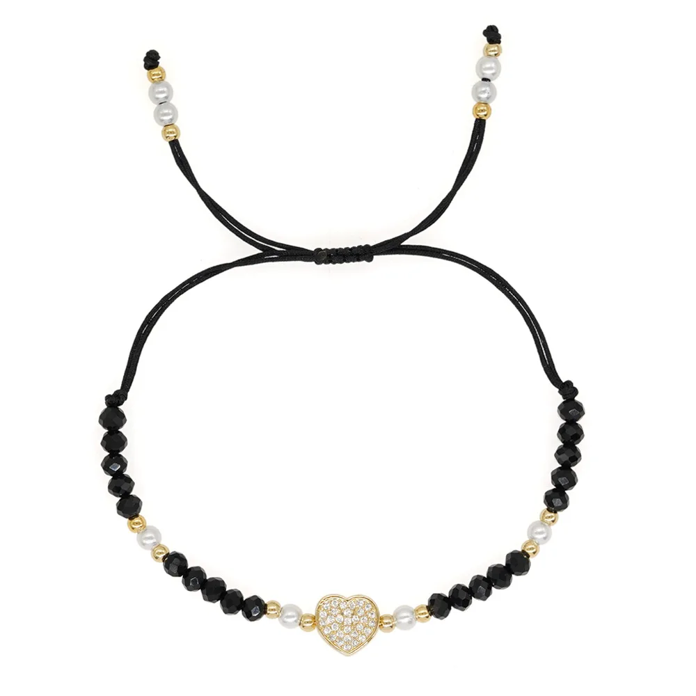 Zooying Handmade Beaded Adjustable Bracelet Heart Star Charm Crystal Bracelet