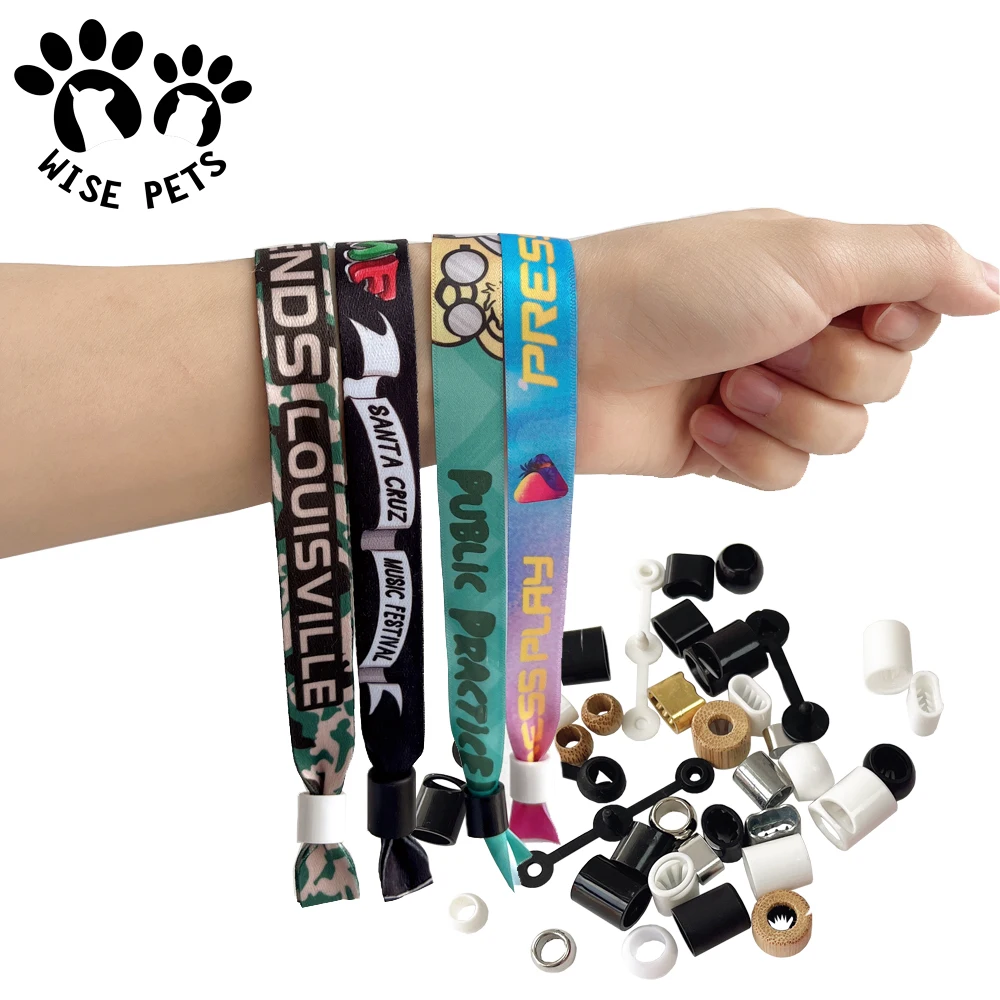 Custom Fabric Party Bracelet Festival Cloth Entrance Ticket Woven Wrist Hand Bands VIP RFID Satin Concert Wristband For Events