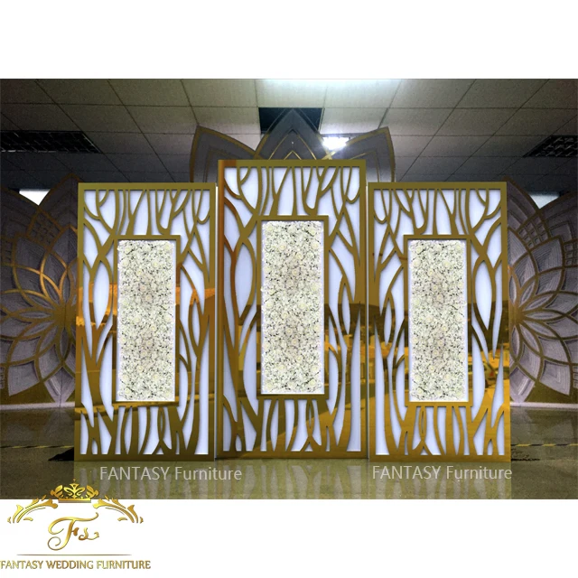 Luxury Newest Golden Wedding Backdrop With Flowers for Wedding Event Decoration