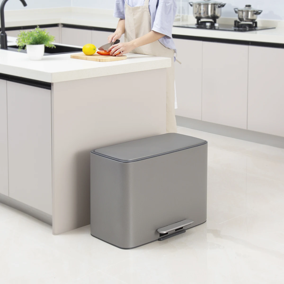 11.5L*3 stainless steel Soft Close living room office Square pedal trash bin waste bin trash can recycle bin recycle trash can