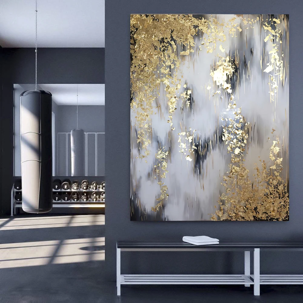 Abstract Gold Canvas Painting Wall Posters and Prints Wall Art Picture for Living Room No Frame