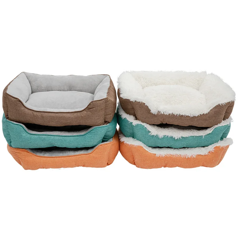 Hot Selling Constant Temperature Calming Washable Dog Cat Rectangle Pet Beds With Bolster