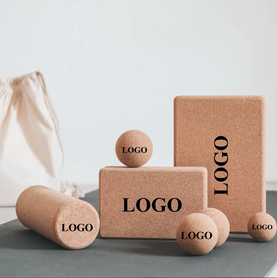 Deep Fitness Eco-Friendly Logo Printing Available Fitness Yoga Ball Cork Massage Wooden Yoga Cork Massage Ball