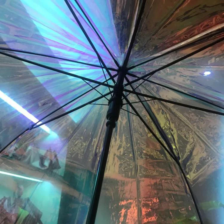 Diamond Shining Rainbow Iridescent EVA Plastic Bubble Umbrella Hot Sale Fashion Colorful Shiny Fluorescent Holo POE umbrella