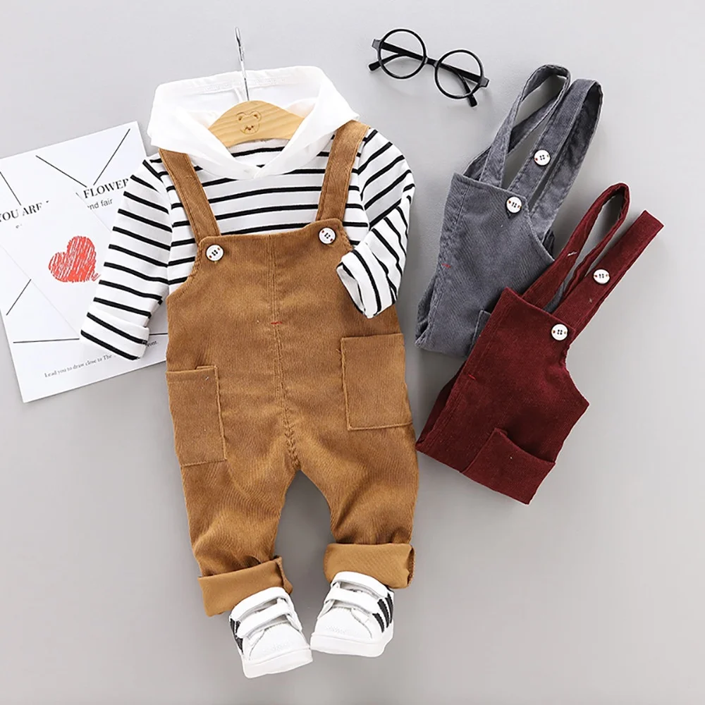 
B22064A Korea fashion children outfit 2021 autumn new 2 piece pants set kids clothing 