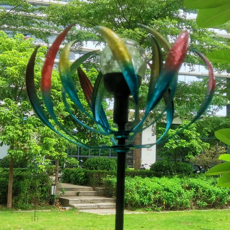 New Outdoor Garden Colorful Anti Rot Metal 3d rotating wind spinner
