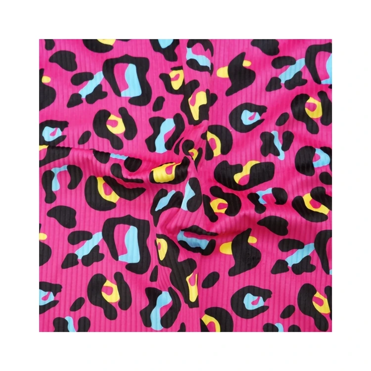 Hot Selling Soft 100% Polyester  Digital Fashion Printing Shrink-proof Stretch Corduroy Fabric For Kids Clothes