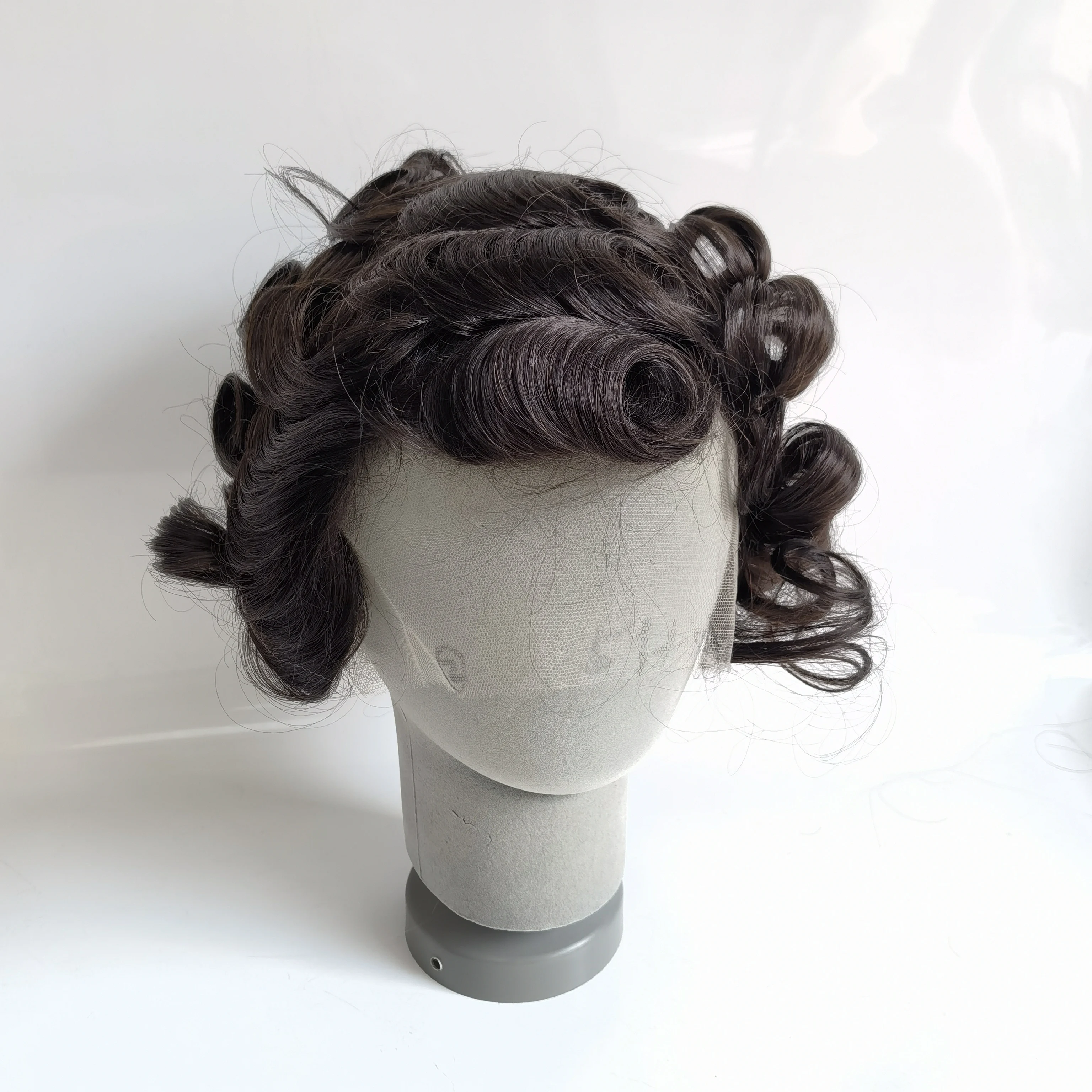 Full Lace No Skin Black Human Hair  Man Toupee Wigs Custom Make