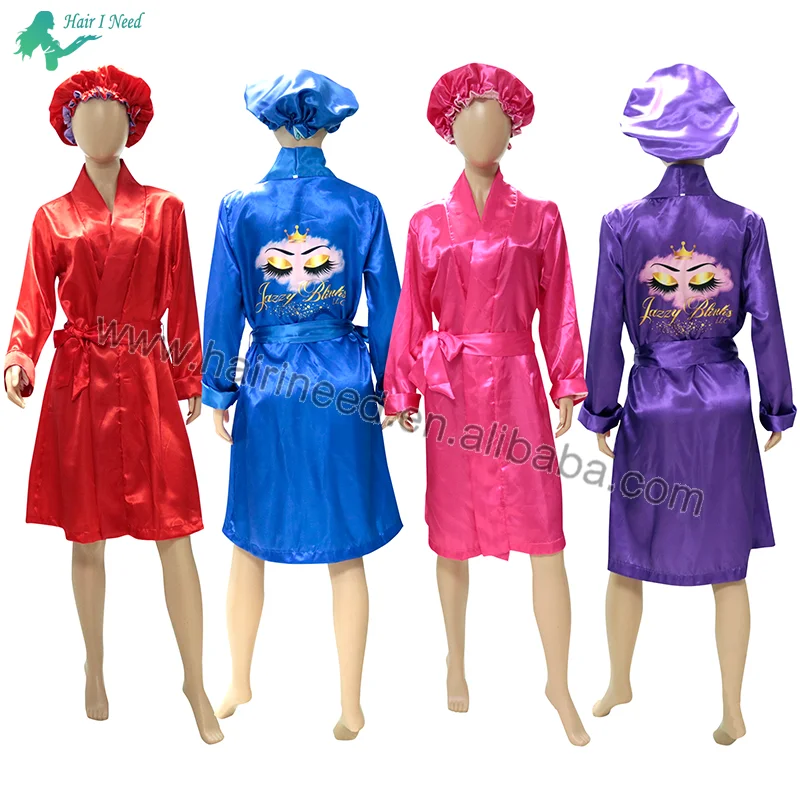 Luxury Sleepwear Women Night Dress Sexy Pajamas Custom Logo Robe Wedding Bridesmaid Long Sleeve Silk Satin Night Gowns For Woman